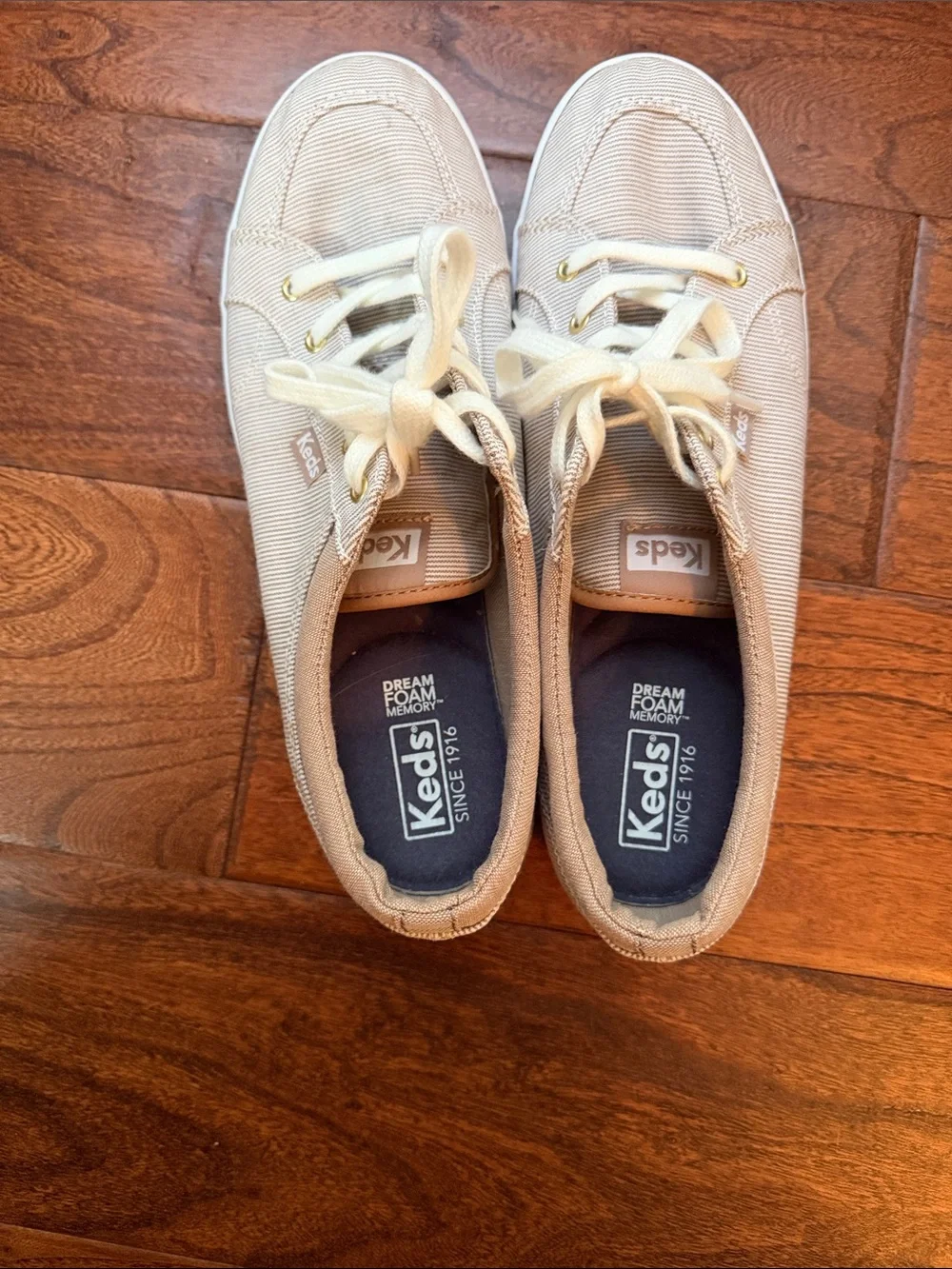Keds Beige Canvas Dream Foam Lace-Up Sneakers